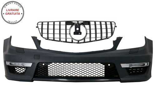 Bara Fata cu Grila Centrala Mercedes C-class W204 Facelift (2012-up) C63 Design Ne- livrare gratuita