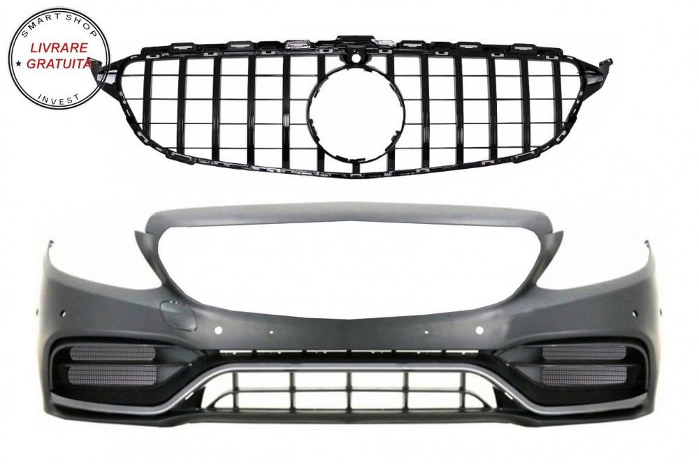 Bara Fata cu Grila Centrala Neagra cu Mercedes C-Class W205 S205 C205 A205 (2014-2