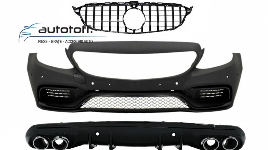 Bara fata cu Grila Centrala si Difuzor bara spate Mercedes C-Class W205 S205 (14-18) C63 Design