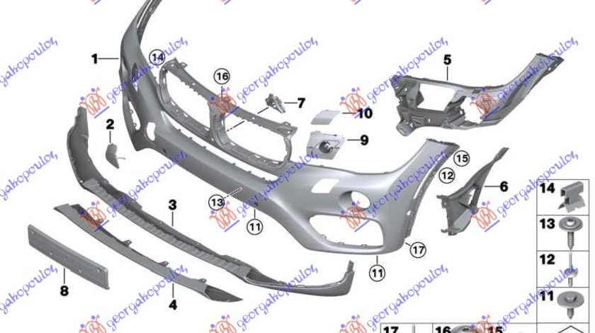 Bara Fata Cu Locas Spalator Si Senzori de parcare Bmw X6 F16 2014 2015 2016 2017 2018 2019