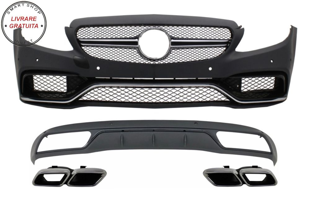 Bara fata & Difuzor cu Ornamente Evacuare Crom Mercedes C-Class W205 S205 (2014-20- livrare gratuita