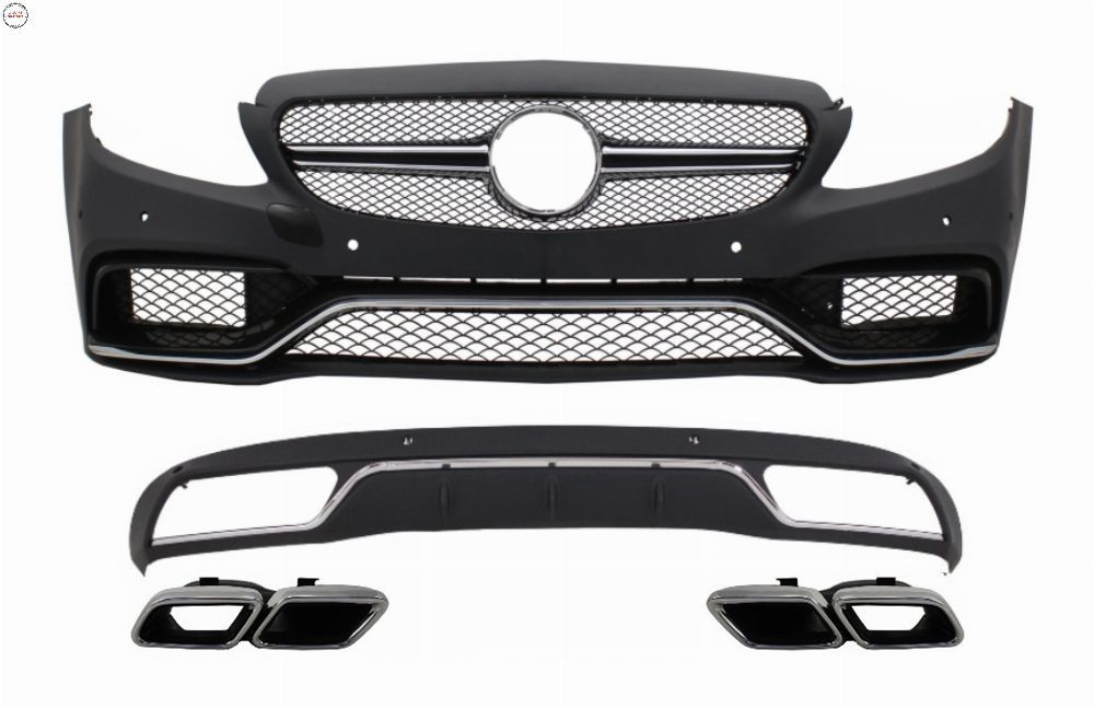 Bara Fata & Difuzor cu Ornamente Evacuare Crom Mercedes C-Class W205 S205 (2014-up- livrare gratuita