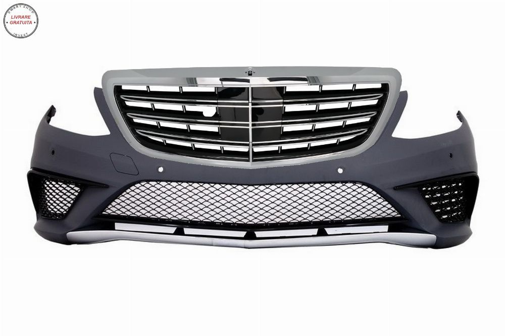 Bara Fata Mercedes W222 S-Class (2013-06.2017) S63 Design cu Grila Centrala Crom- livrare gratuita