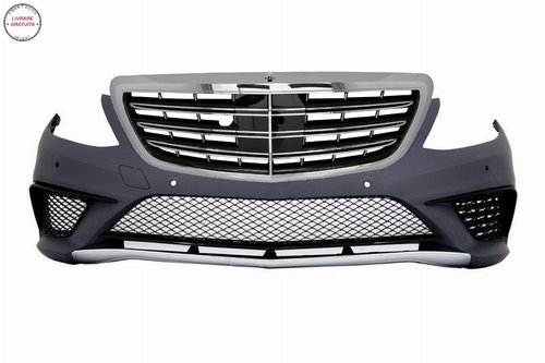 Bara Fata Mercedes W222 S-Class (2013-06.2017) S63 Design cu Grila Centrala Crom- livrare gratuita