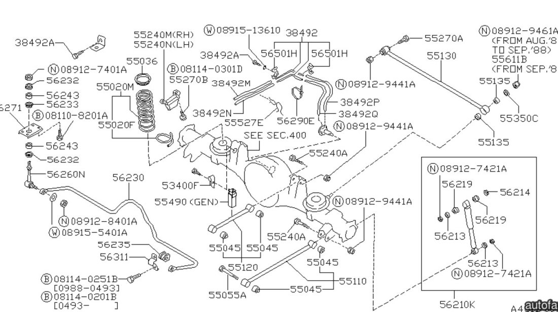 Bara Panhard punte spate Nissan Patrol Y60 NISSAN OE 55130-20J10