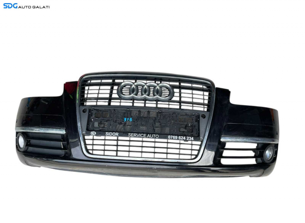 Bara Spoiler Fata Completa cu Grila Emblema cu Locas Senzori Parcare Audi A6 C6 2005 - 2008 Culoare LY9B [B4610] [B4611]