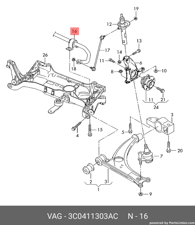 Bara stabilizatoare fata 3C0411303AC Vw Passat B6 TDI 2007 BMP OEM 3C0411303AC