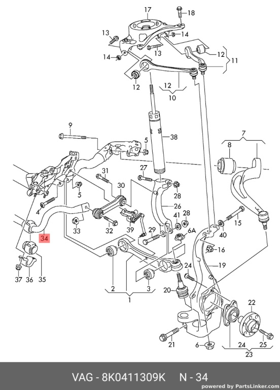 Bara stabilizatoare fata Audi A4 B8 2.0 TDI CAG 103 KW OEM 8K0411309K