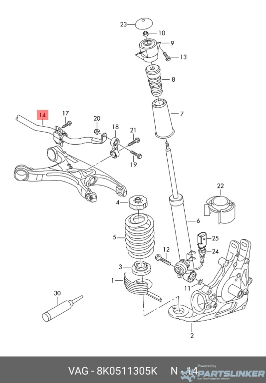 Bara stabilizatoare spate Audi A4 B8 (8K) Avant 2011 2.0 TDI OEM 8K0511305K