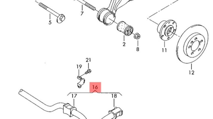 Bara stabilizatoare spate Volkswagen Transporter T5 (7H) Bus 2009 2.5 TDI OEM 7H5511407B