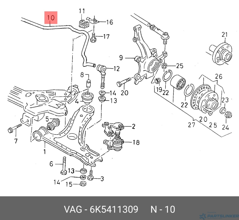 Bara stabilizatoare Volkswagen Caddy (9K9) 2000 1.9 SDI OEM 6K5411309