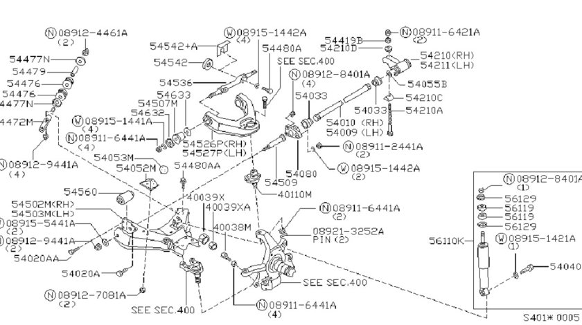 Bara torsiune punte fata Nissan Terrano II (poz.54009,10) NISSAN OE 5401041G10