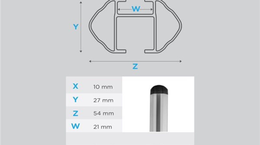 Bare transversale aluminiu Menabo Profile M pentru Citroen C4 Cactus, model 2014-2018