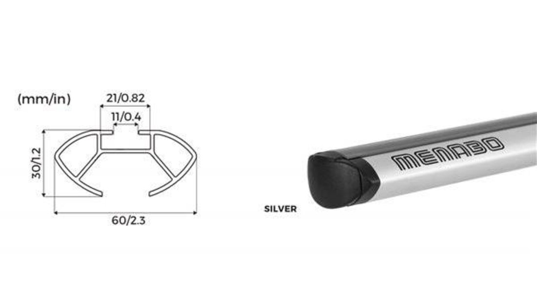 Bare transversale Menabo Delta Silver pentru Audi A3 (8V) Sedan, 4 usi, model 2013-2016