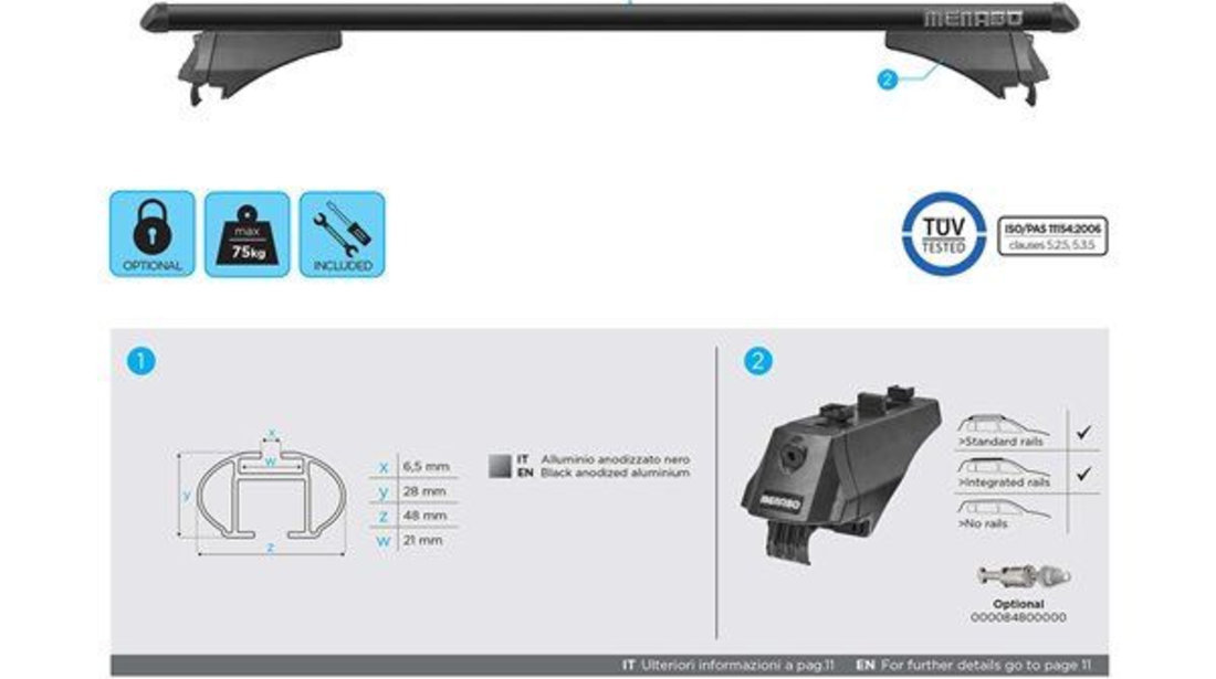 Bare transversale Menabo Tiger Black pentru Peugeot 2008 2020+