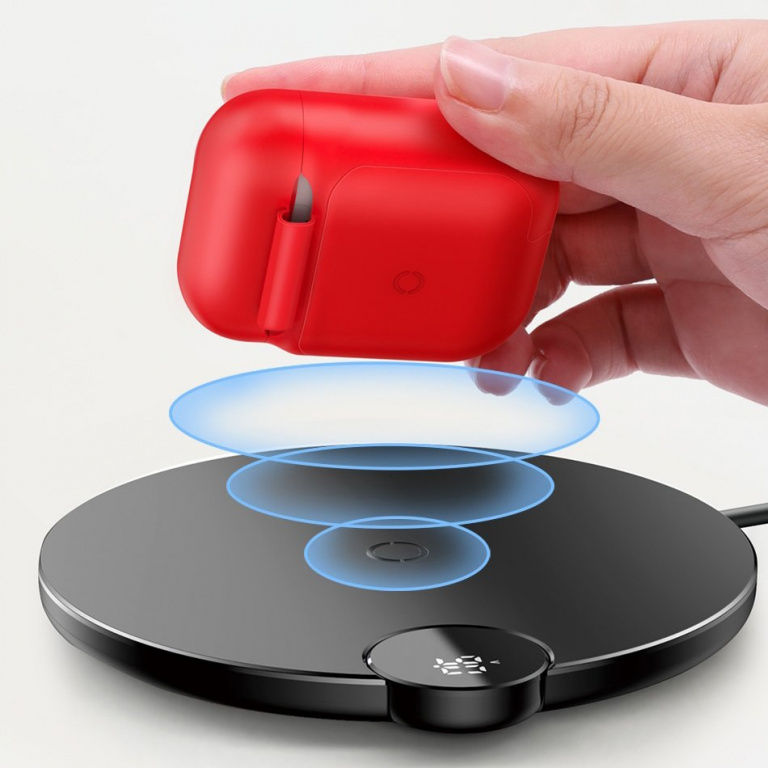 Baseus AirPods Wireless Charger Case Silicone Protective Box With Wireless Charging Function For Apple AirPods Headphones (WIAPPOD-09) Red