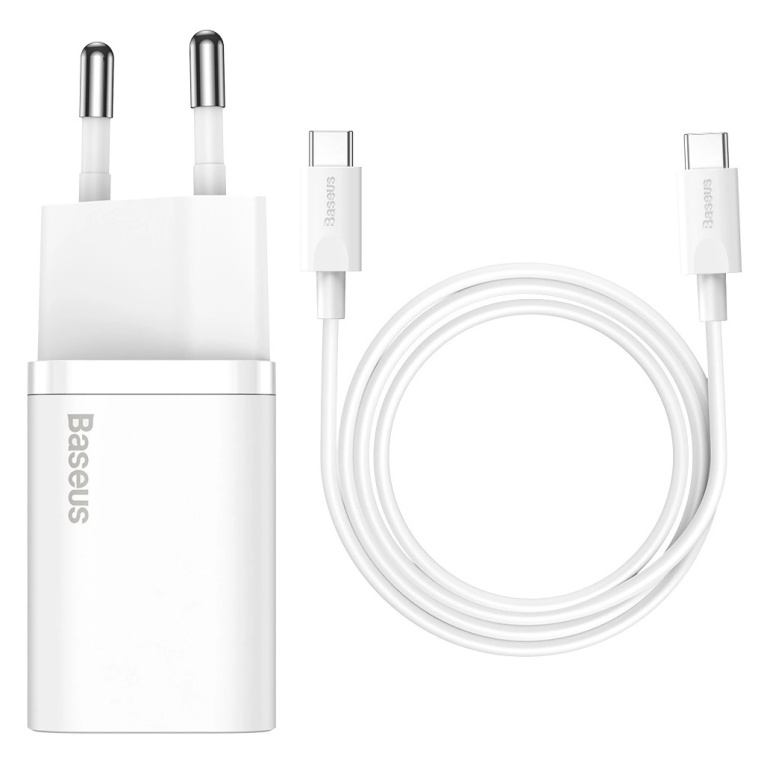 Baseus Incarcator Rapid USB-C 25W 3A Cu Cablu USB-C / USB-C 1m Alb TZCCSUP-L02