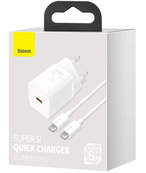 Baseus Incarcator Rapid USB-C 25W 3A Cu Cablu USB-C / USB-C 1m Alb TZCCSUP-L02