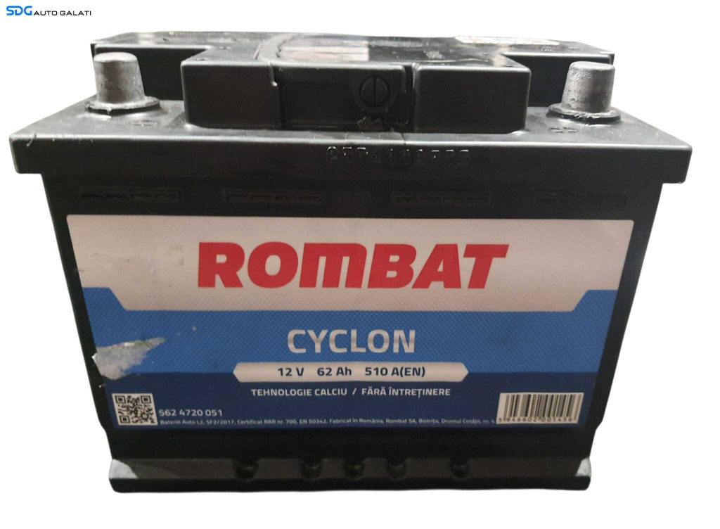 Baterie Acumulator Auto 62AH 510A Rombat 5624720051 Volkswagen Audi Seat Skoda Ford Opel Toyota BMW Mercedes Renault Peugeot Dacia 1999 - 2020 [D0433]
