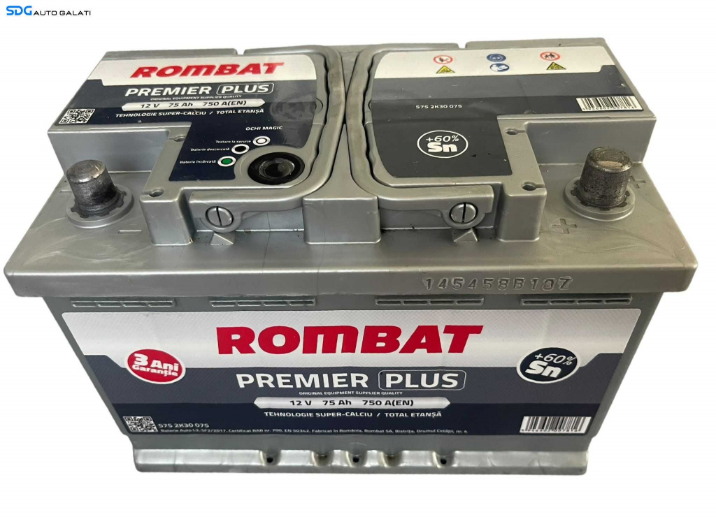 Baterie Acumulator Auto 75AH 750A Rombat Premier Plus 5752K30075 Volkswagen Audi Seat Skoda Ford Opel Toyota BMW Mercedes Renault Peugeot Dacia [B4560]