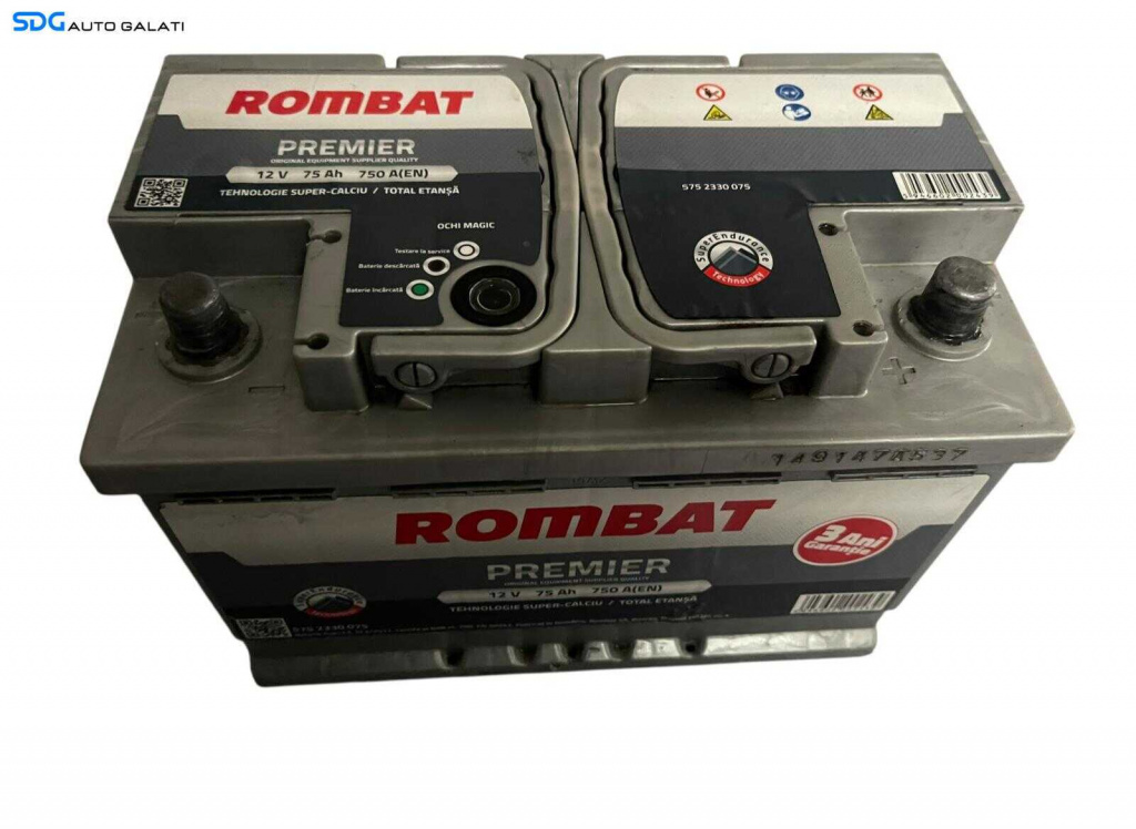 Baterie Acumulator Auto 75AH 750A Rombat Premier 5752330075 Volkswagen Audi Seat Skoda Ford Opel Toyota BMW Mercedes Renault Peugeot Dacia 1999 - 2020 [B4601]