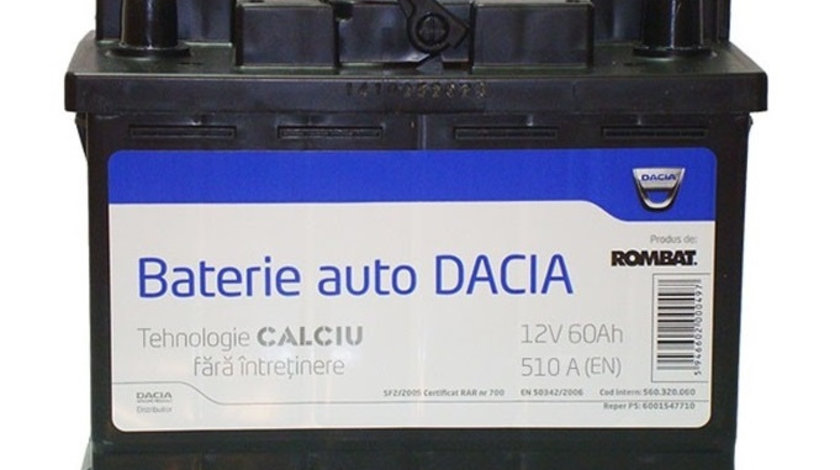 Baterie Dacia 60Ah 6001547710