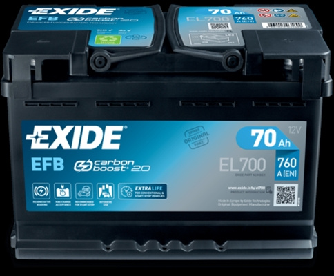 Baterie Efb 70ah 760a 278x 175x190 +dr Exide Vw EL700