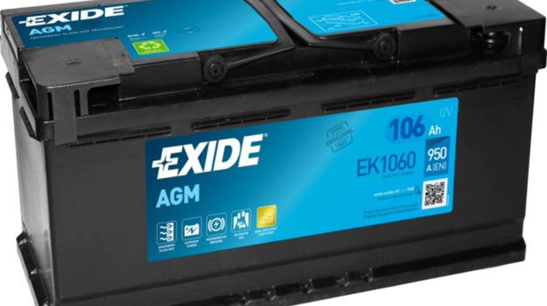 Baterie Exide Agm Start-Stop 106Ah 950A 12V EK1060