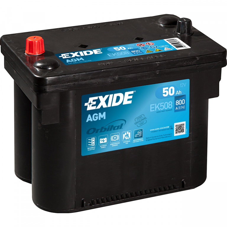 Baterie Exide Agm Start-Stop 50Ah 800A 12V EK508