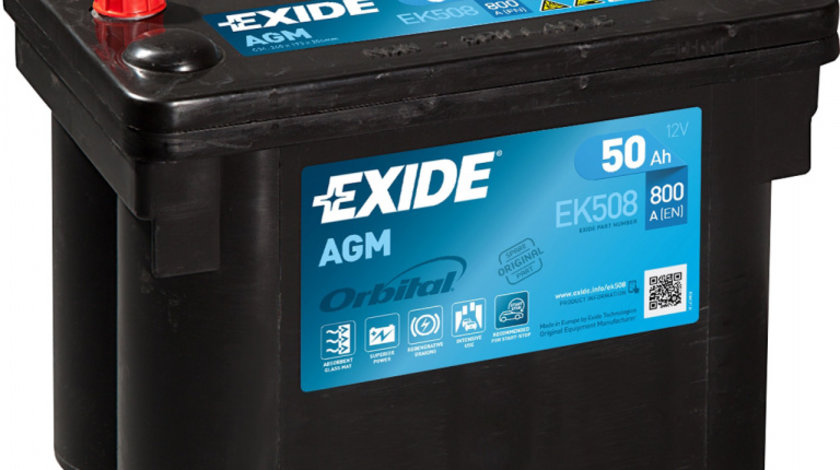 Baterie Exide Agm Start-Stop 50Ah 800A 12V EK508