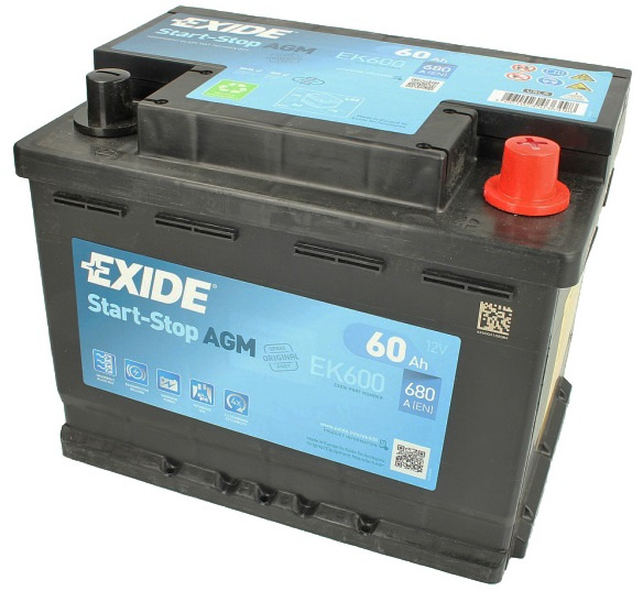 Baterie Exide Agm Start-Stop 60Ah 680A 12V EK600