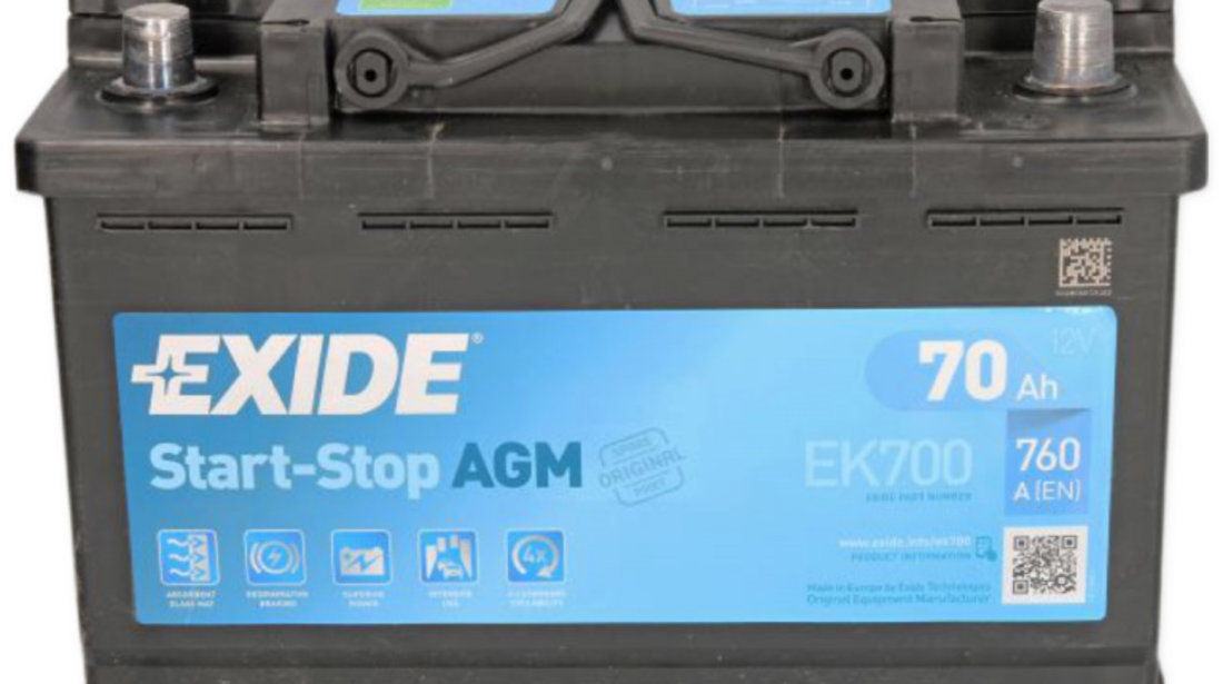 Baterie Exide Agm Start-Stop 70Ah 760A 12V EK700
