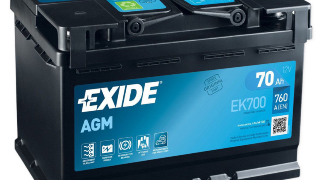 Baterie Exide Agm Start-Stop 70Ah 760A 12V EK700