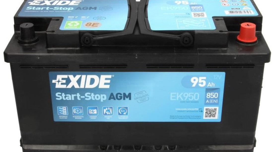 Baterie Exide Agm Start-Stop 95Ah 850A 12V EK950