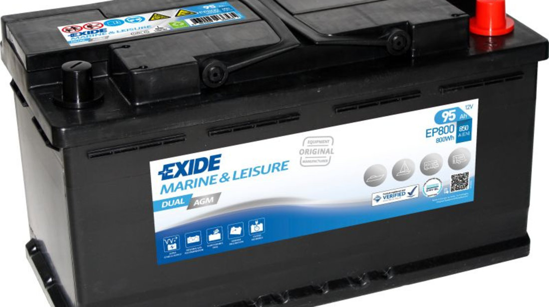 Baterie Exide Dual Agm, Marine &amp; Luisure 92Ah 850A 12V EP800