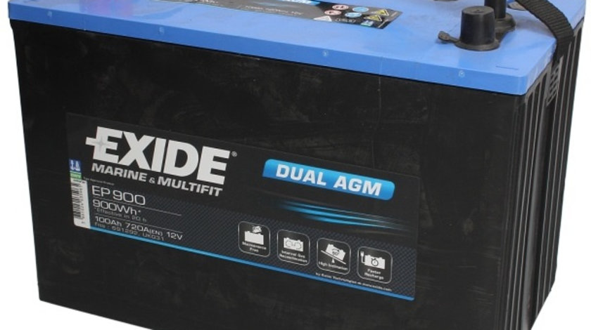 Baterie Exide Dual Agm, Marine &amp; Multifit 100Ah 800A 12V EP900