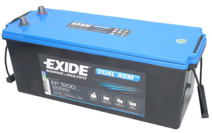 Baterie Exide Dual Agm, Marine &amp; Multifit 140Ah 900A 12V EP1200