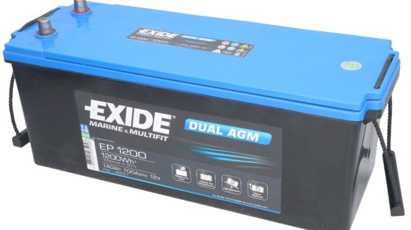 Baterie Exide Dual Agm, Marine &amp; Multifit 140Ah 900A 12V EP1200