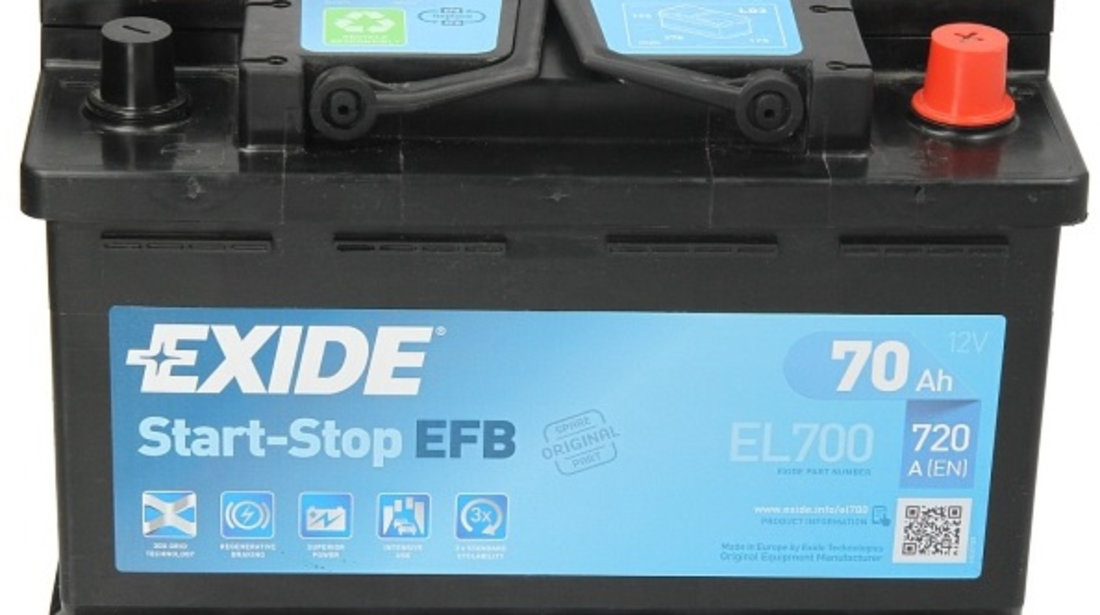 Baterie Exide Efb Start-Stop 70Ah 720A 12V EL700