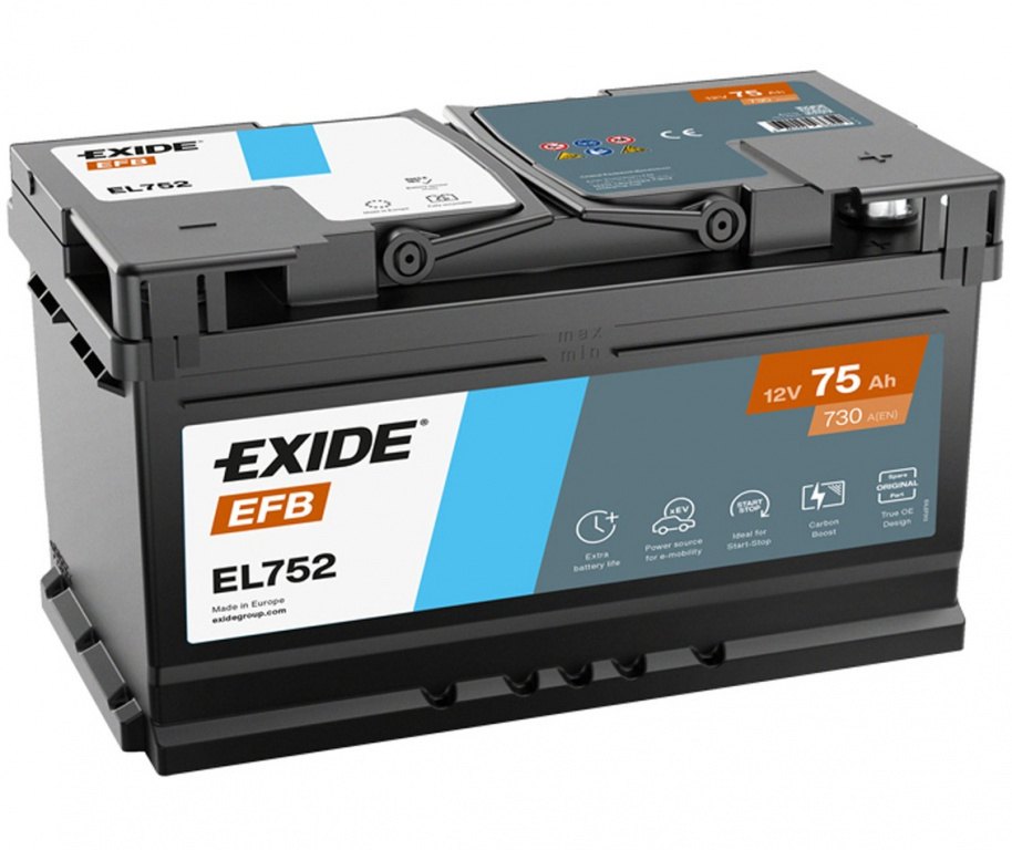 Baterie Exide Efb Start-Stop 75Ah 730A 12V EL752