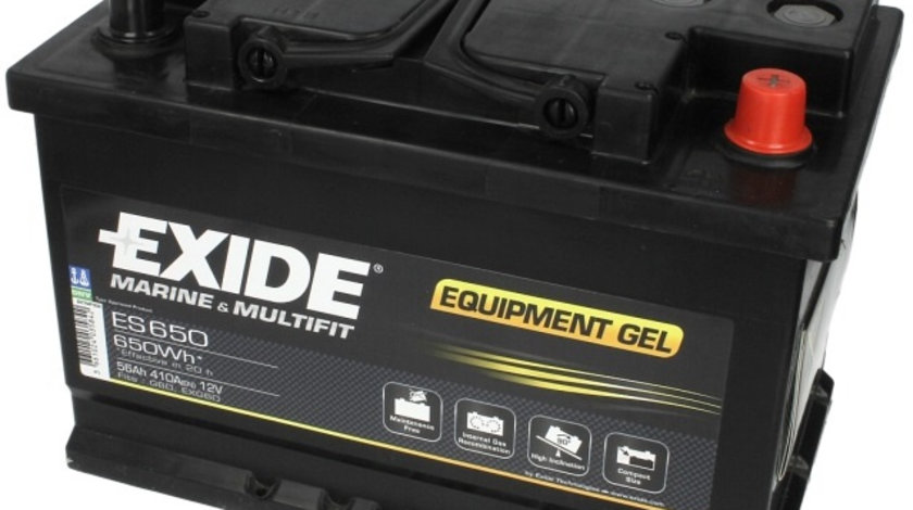 Baterie Exide Equipment Gel, Marine &amp; Multifit 56Ah 460A 12V ES650