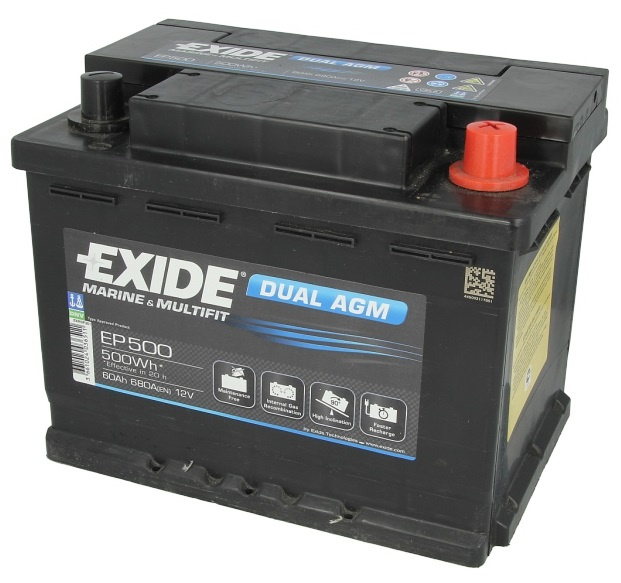 Baterie Exide Equipment Gel, Marine &amp; Multifit 60Ah 680A 12V EP500