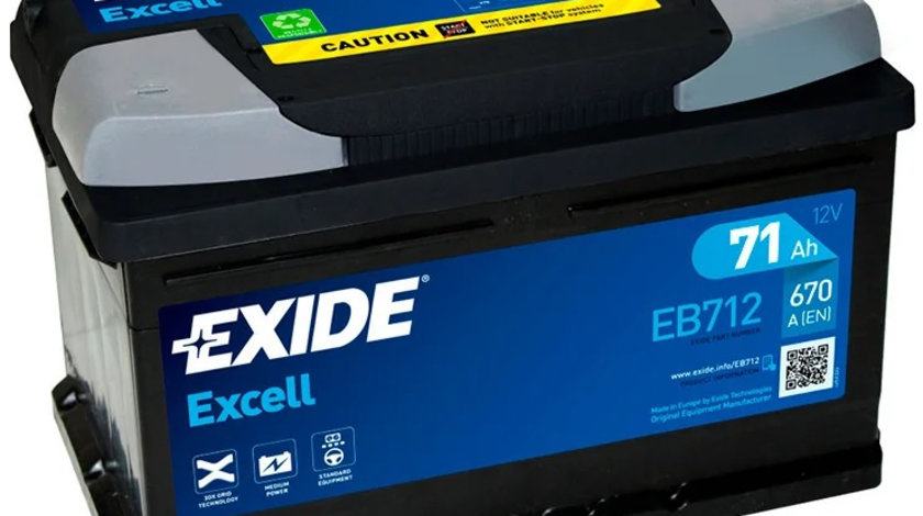 Baterie Exide Excell 71Ah 670A 12V EB712