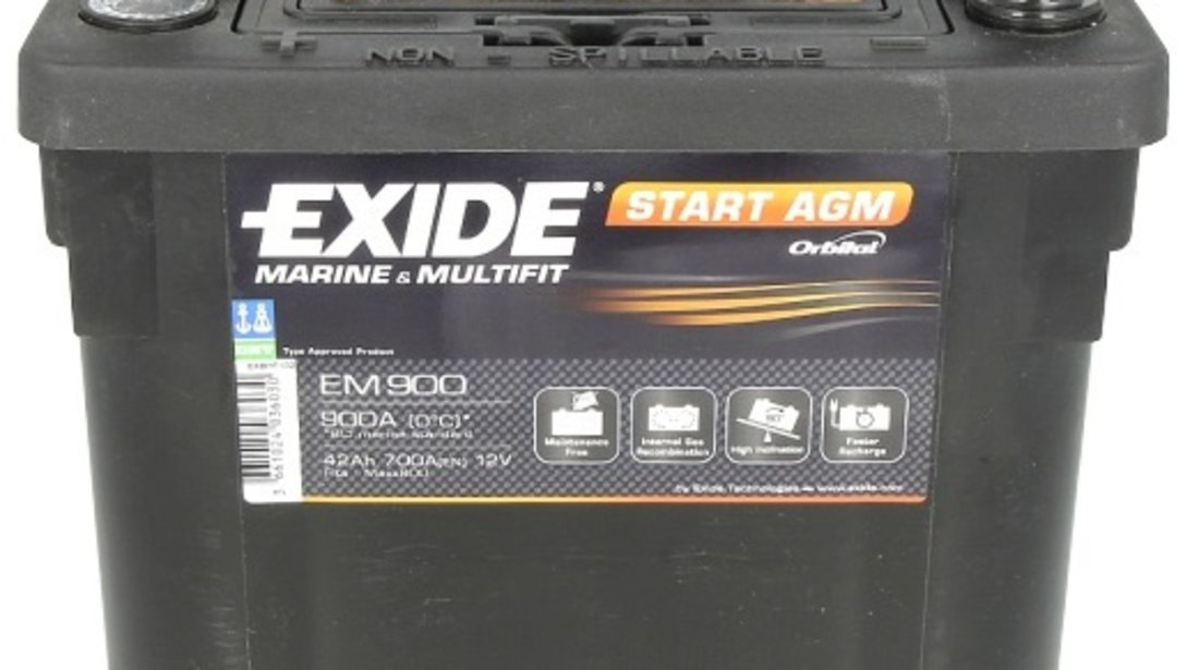 Baterie Exide Start Agm, Marine &amp; Multifit 42Ah 700A 12V EM900