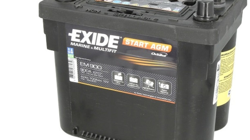 Baterie Exide Start Agm, Marine &amp; Multifit 42Ah 700A 12V EM900