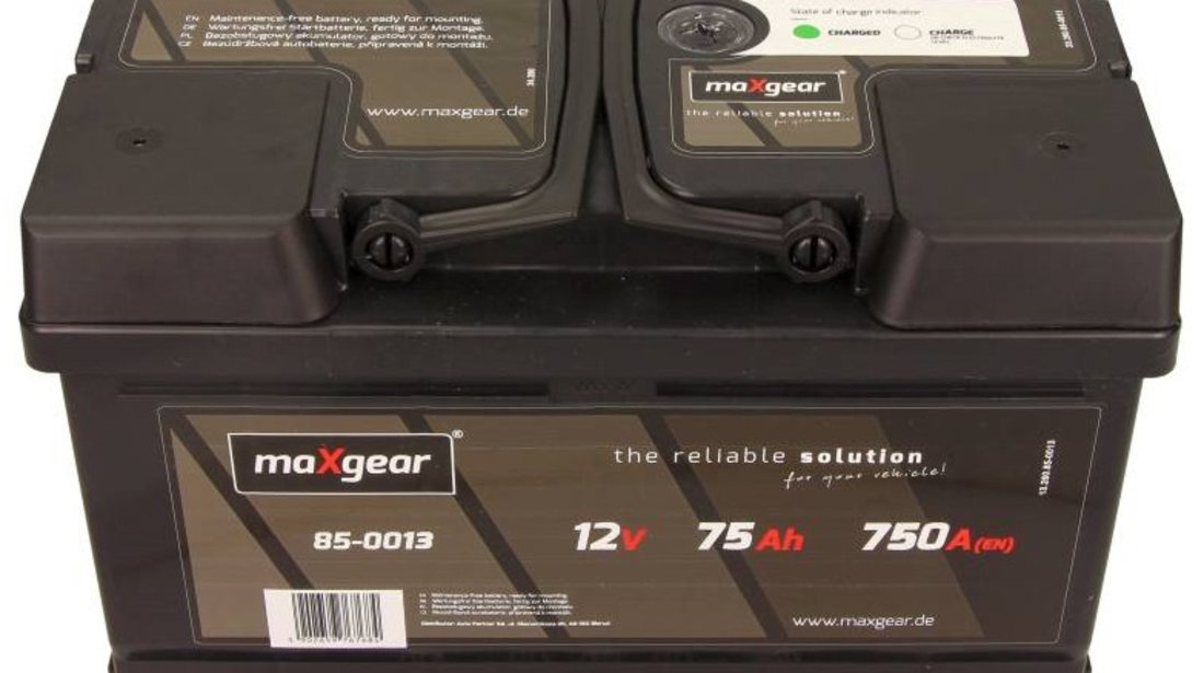 Baterie Maxgear 75Ah 750A 12V 85-0013