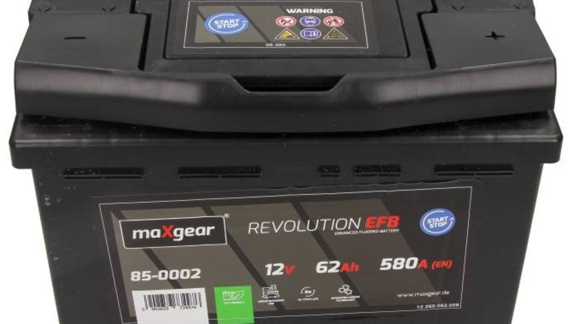 Baterie Maxgear Revolution EFB 62Ah 580A 12V 85-0002