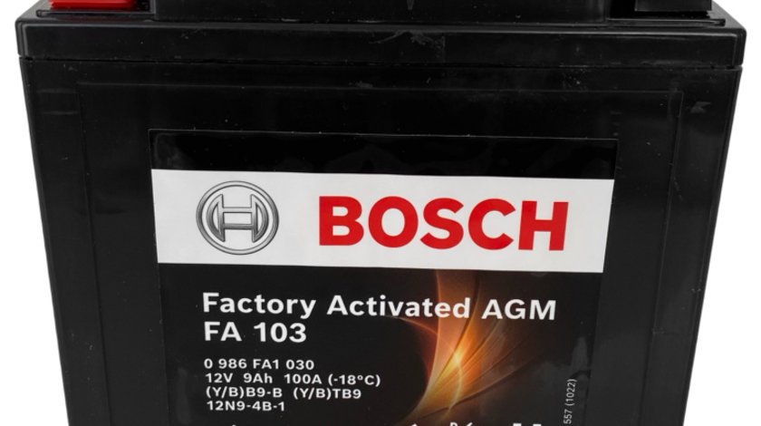 Baterie Moto Bosch Factory Activated AGM FA 103 9Ah 100A 12V 0 986 FA1 030