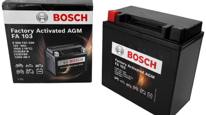 Baterie Moto Bosch Factory Activated AGM FA 103 9Ah 100A 12V 0 986 FA1 030