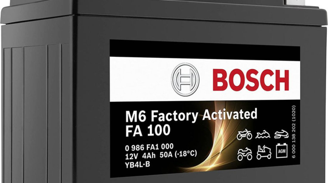 Baterie Moto Bosch M6 Factory Activated 4Ah 12V 50A YB4L-B 0 986 FA1 000